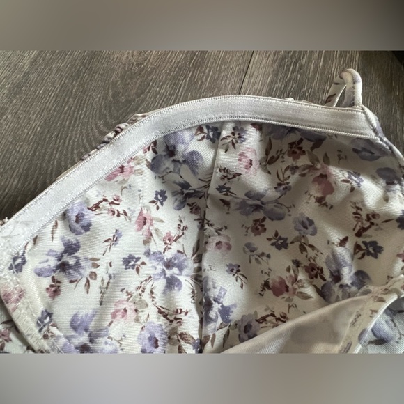 Blāshe Romantic Purple Floral Bodysuit with Bustier Top and High-Cut Style. M - Picture 10 of 16